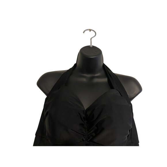 VM Women's 16W Black Halter Swim Dress Ruffle Hem Detail Beach Vacation Summer - Picture 14 of 15